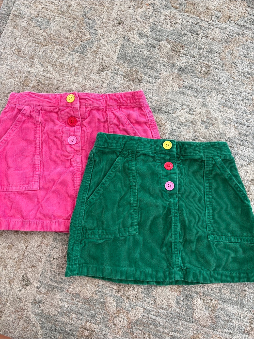 Mini Boden Corduroy Skirt Lot Set of 2 Pink Green Size 6-7Y